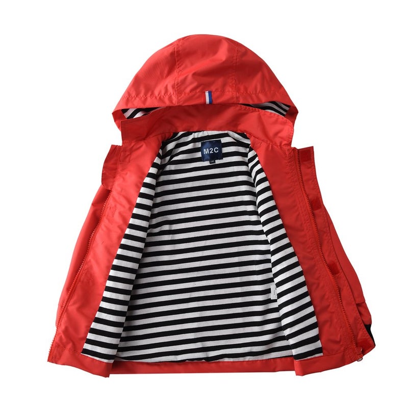 M2C Boys Girls Cotton Lined Rain Jacket Waterproof Light Windbreaker 4-5 Red - Image 3